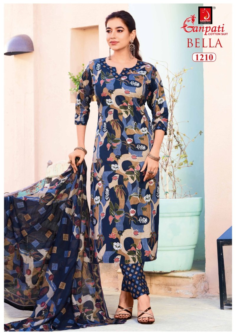 Bella Pant Vol 12 By Ganpati Printed Cotton Dress Material 